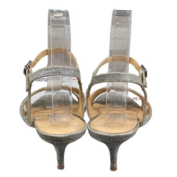 Badgley Mischka Women's Silver Metallic Strappy Heels Size US 7 - Picture 8 of 12